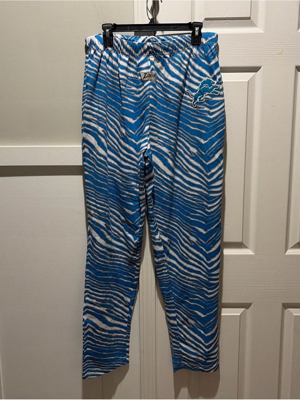 Detroit Lions NFL Zubaz Blue Zebra Print Lounge Pants Size Large